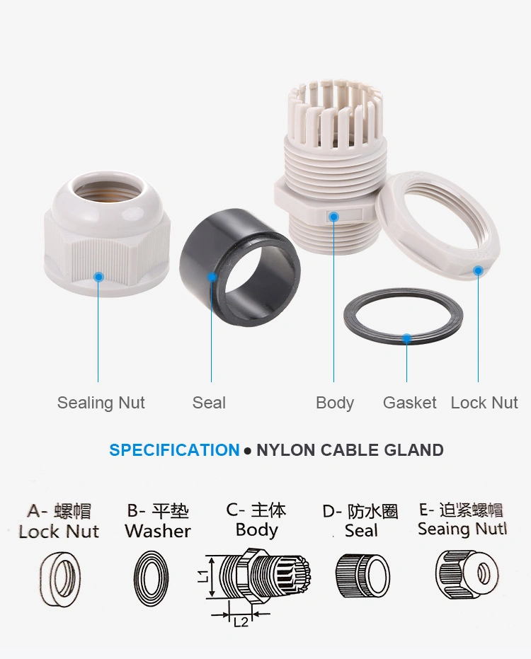 IP68 Plastic Nylon Cable Gland Waterproof Cable Gland M12